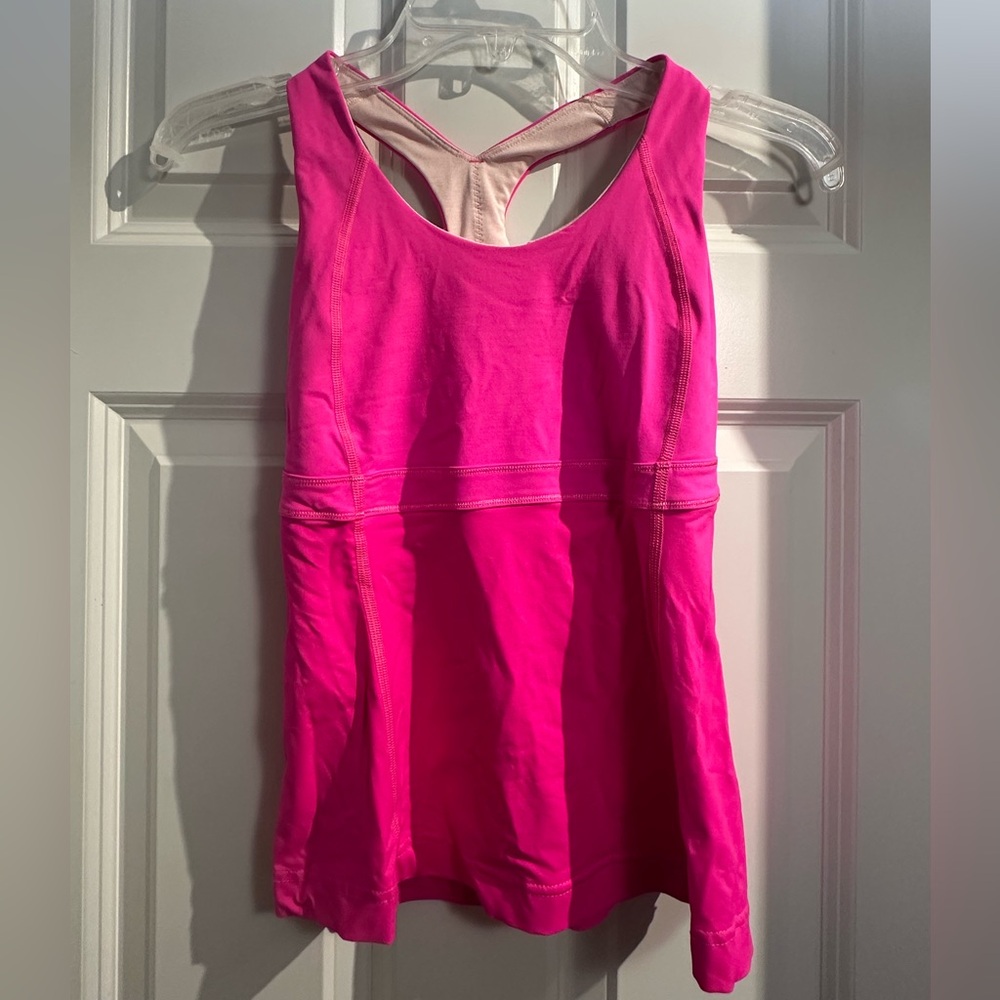 Lululemon pink halter top workout shirt with built in sports bra fits like small